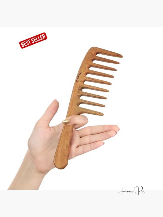 Extra Wide Tooth Wooden Comb for Curls Gentle Styling Anti-Static Handmade